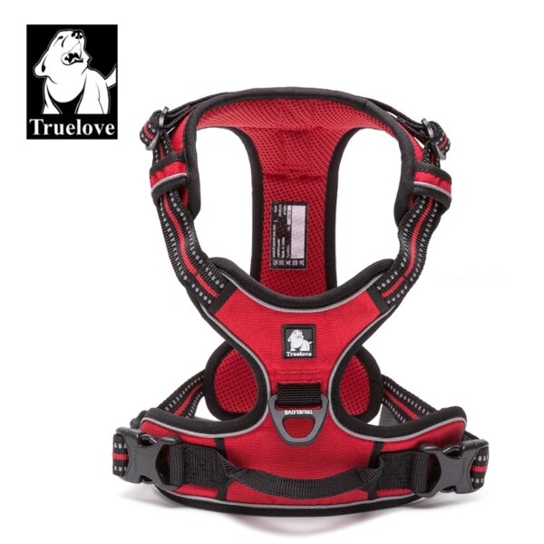 Truelove Pet Harness Reflective Nylon Large Pet Dog Harness All Weather Padded Adjustable Safety Vehicular Leads for Dog TLH5651