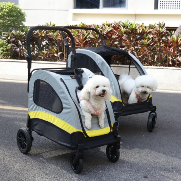 US 4-Wheeled Foldable Pet Stroller, Dog and Cat Trolley, Portable Suitcase, M, L, XL