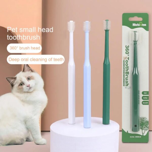 Useful Toothbrush Hanging Holes Pet Toothbrush Easy Storage Portable 360 Degree Oral Cleaning Pet Dog Toothbrush