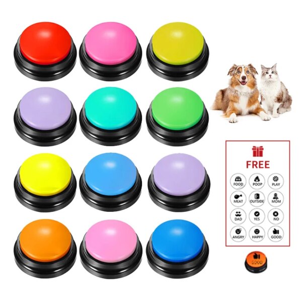 Voice Recording Button Pet Toys Dog Buttons for Communication Pet Training Buzzer Recordable Talking Button Intelligence Toy