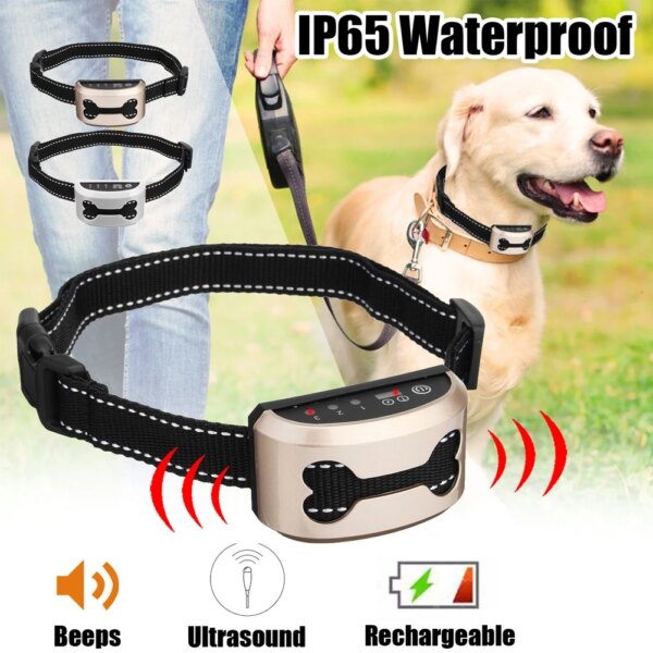 Waterproof Auto Anti Humane Bark Training Collar Control Stop Dog Barking Adjustable Electric Rechargeable ShockSafe Carefully