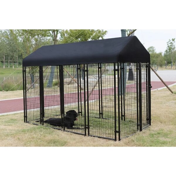 Welded Rectangular Outdoor Secure Wire Crate Kennel for Cat, Dog Large, Black, 102 x 48 x 72 Inches