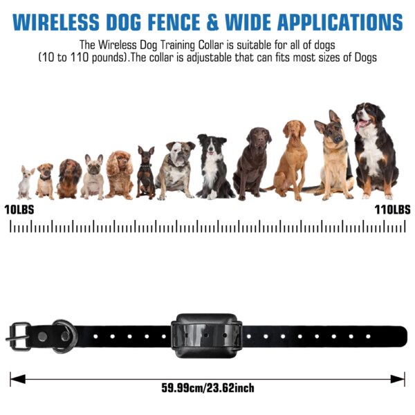 Wireless Dog Fence, Electric Fence for 3 Dogs, Portable Pet Perimeter Fence and Remote Training Collar IP67 waterproof