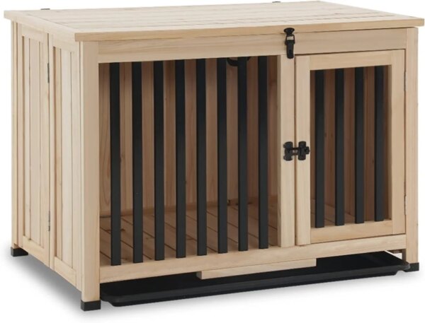 Wooden Dog Crate Furniture Dog Kennel Pet House End Table Solid Wood Portable Foldable Indoor Cage for Dogs No Assembly